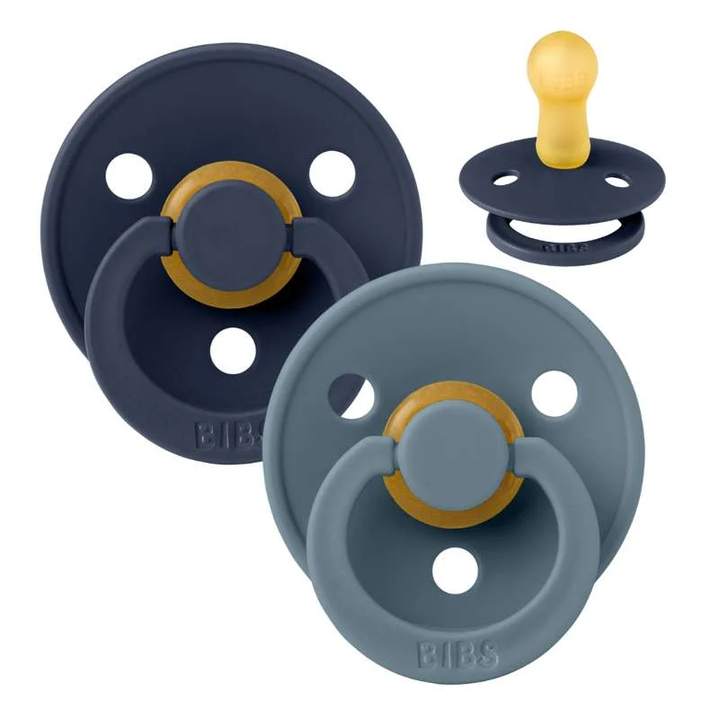 Bibs Rund Colour Napp - 2-Pack - strl. 2 - naturgummi - Deep Space/Petrol