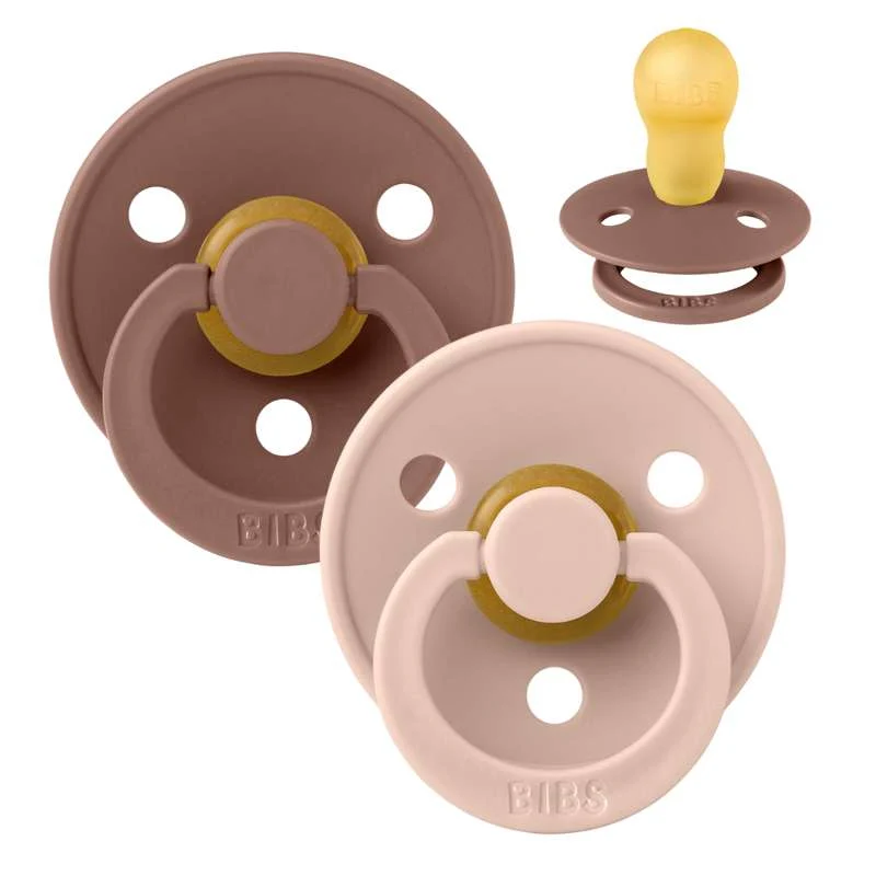 Bibs Rund Colour Napp - 2-Pack - strl. 3 - naturgummi - Woodchuck/Blush