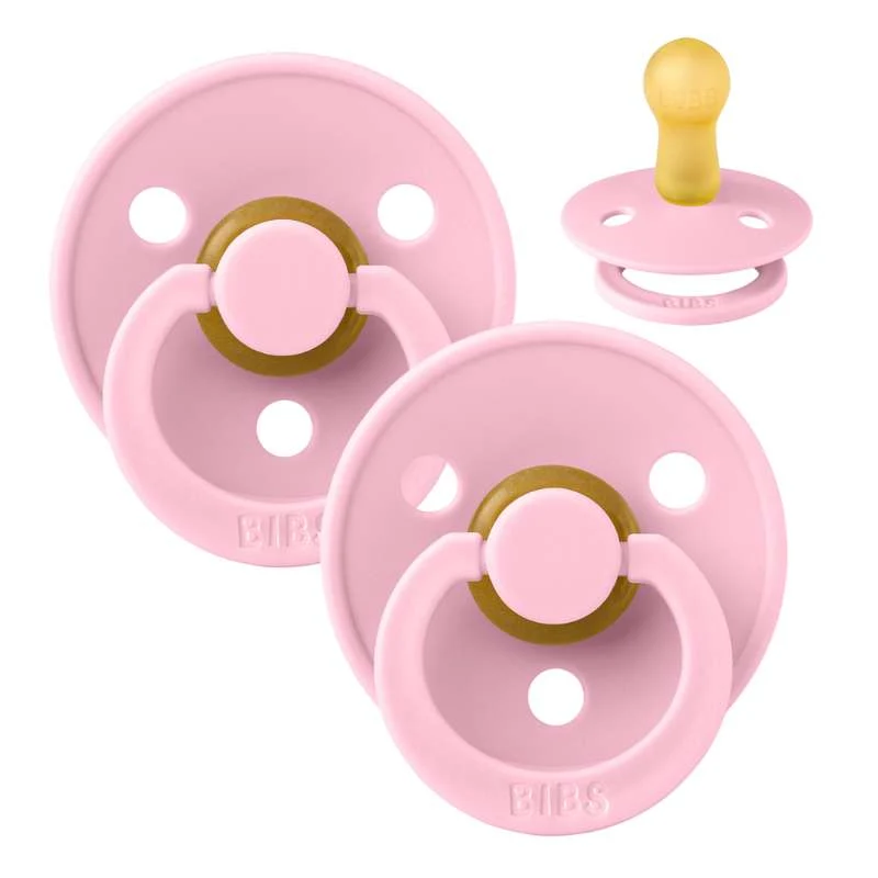 Bibs Rund Colour Napp - 2-Pack - strl. 2 - naturgummi - Baby Pink/Baby Pink