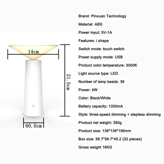 Trådløs Bordlampe med Moderne Design og Fleksibel Belysning