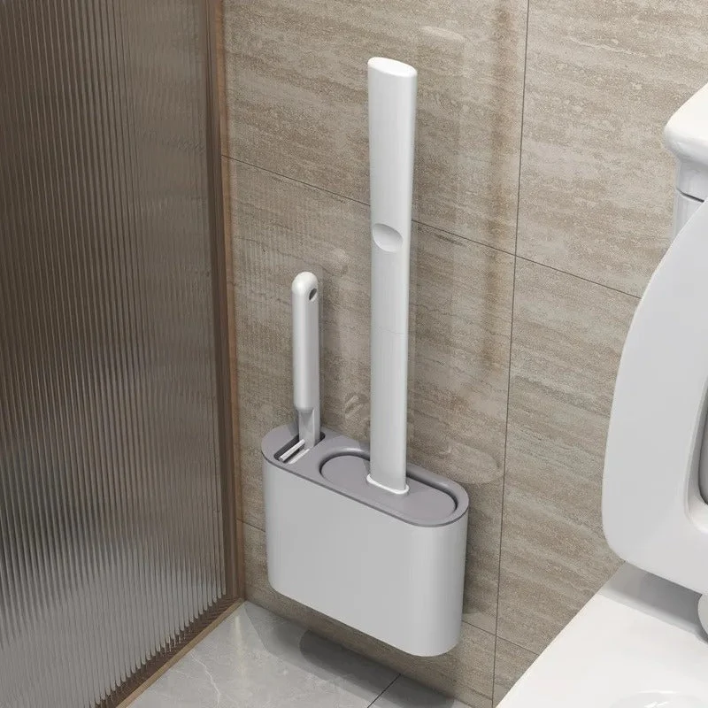 Effektiv Silikone Toiletbørste med Pladsbesparende Vægophæng