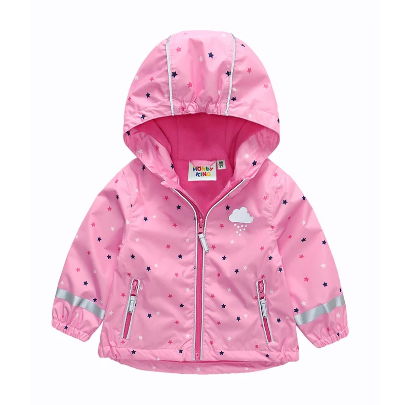 Fleecefodrat Regnjacka Rosa Prickig