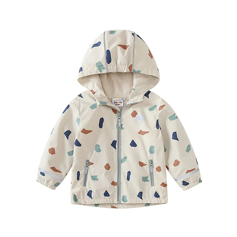Fleecefodrat Regnjacka Beige Prickig