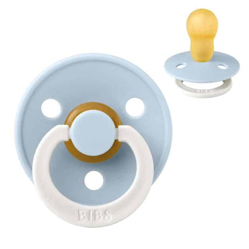 Bibs Rund Colour Napp - strl. 3 - naturgummi - GLOW - Baby Blue