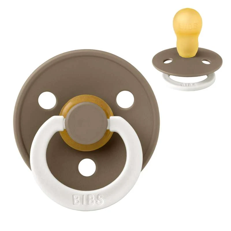 Bibs Rund Colour Napp - strl. 3 - naturgummi - GLOW - Mörk ek