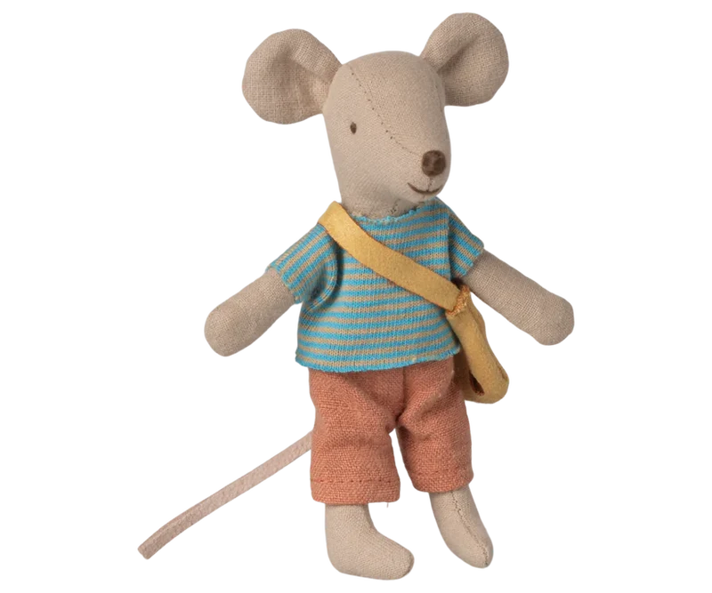 Little brother mouse with bag