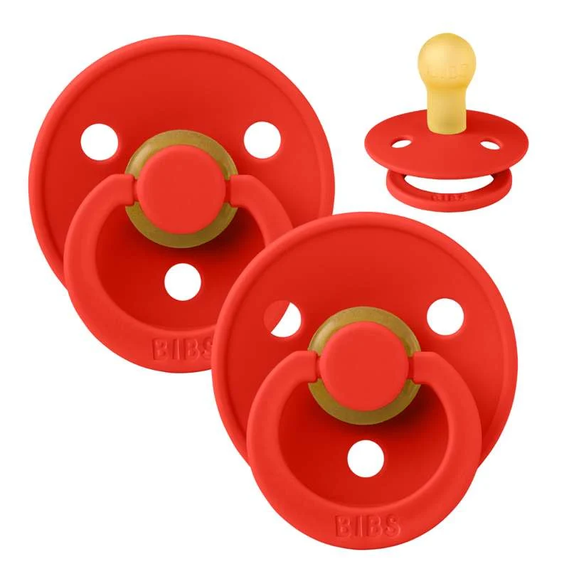 Bibs Rund Colour Napp - 2-Pack - strl. 1 - naturgummi - Candy Apple/Candy Apple