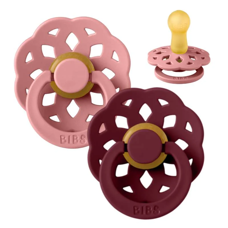 BIBS Rund Boheme Napp - 2-pack - Stl. 2 - Naturgummi - Dusty Pink/Elderberry