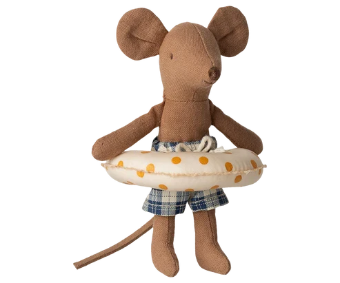 Beach mouse with float, Little brother - Yellow dots