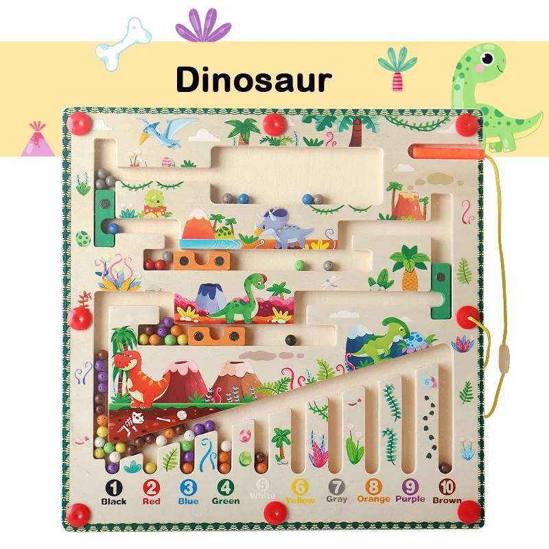 Montessori Dinosaurie Trä Labyrint Leksak