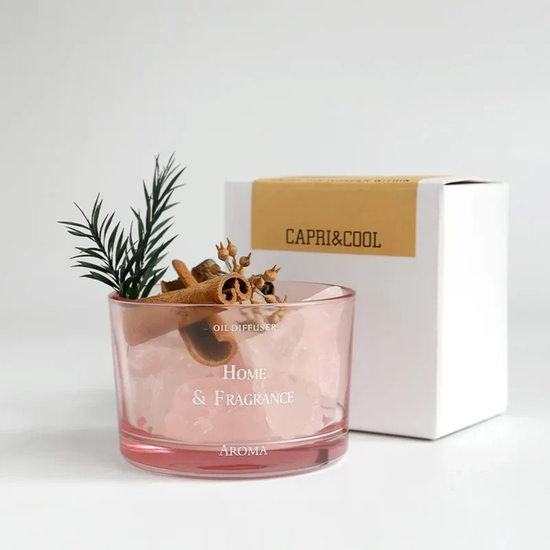 Rosa Sten Olja Diffuser - Aromadiffuser med Kristall Stenar