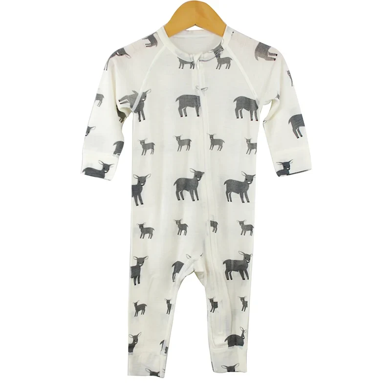 Beige Baby Overall i Merinoull med Dragkedja | Grå Får