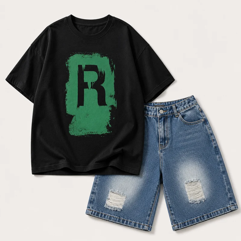 CoolBoys – Coolt & bekvämt – Outfit för pojkar med t-shirt och jeansshorts