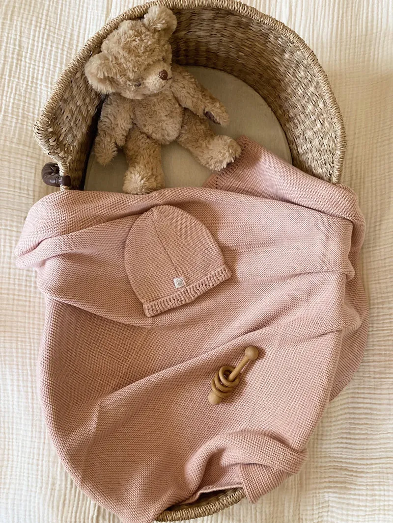 MiniLuna filt & mössa Rosa