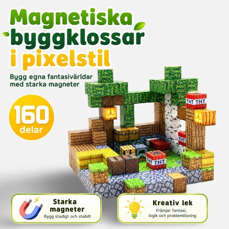 Magnetiska Byggklossar Pixelvärld – 160 delar