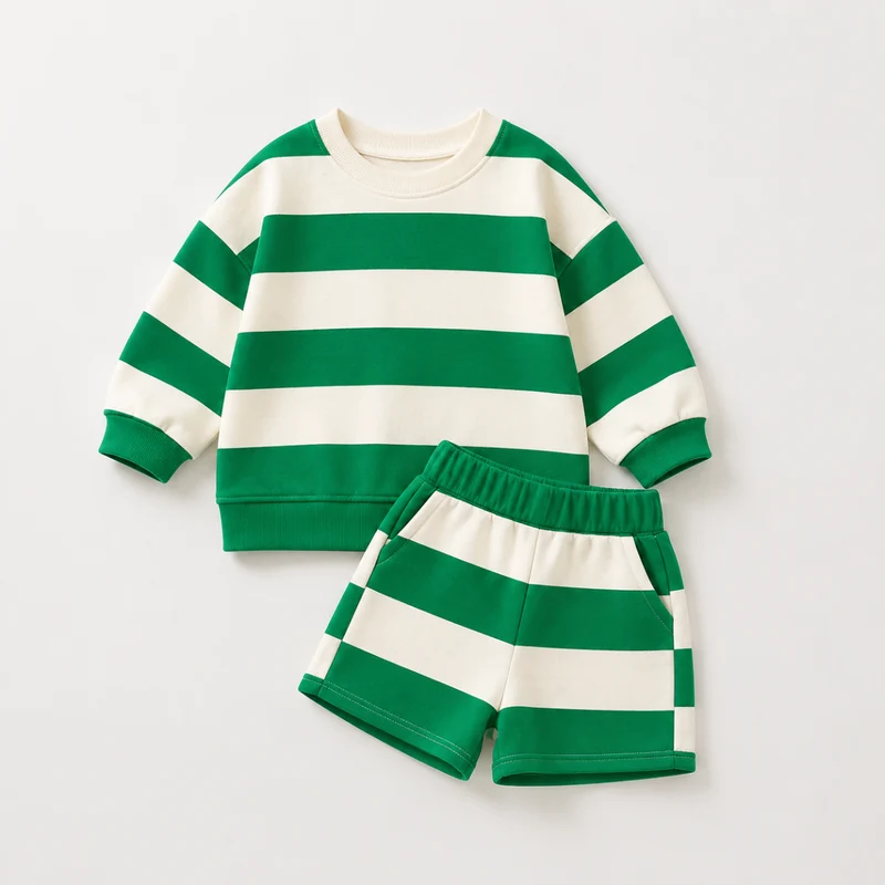 LittleStyle – Mjukt och bekvämt – Randigt Comfy-set i bomull