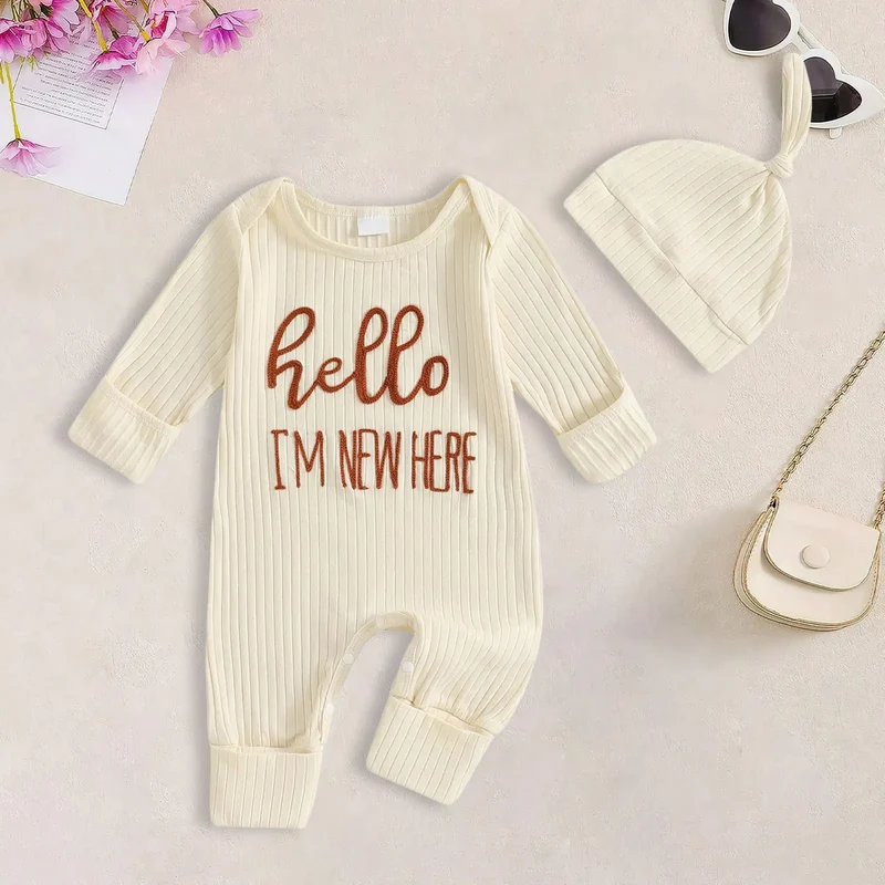 CuddleBaby – Hej, jag är ny här – Set med babyoverall och mössa