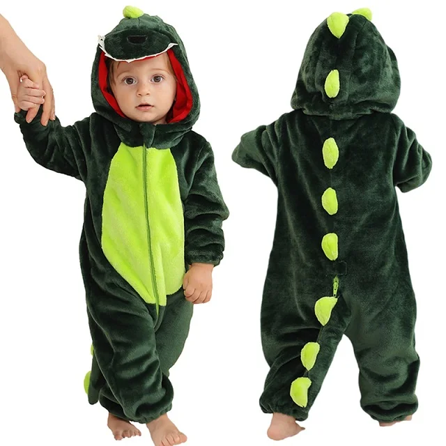 Mörkgrön Dinosaurie Halloween Maskeraddräkt för Barn
