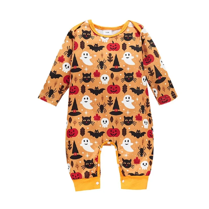 Långärmad Orange Halloween Bodysuit för Baby