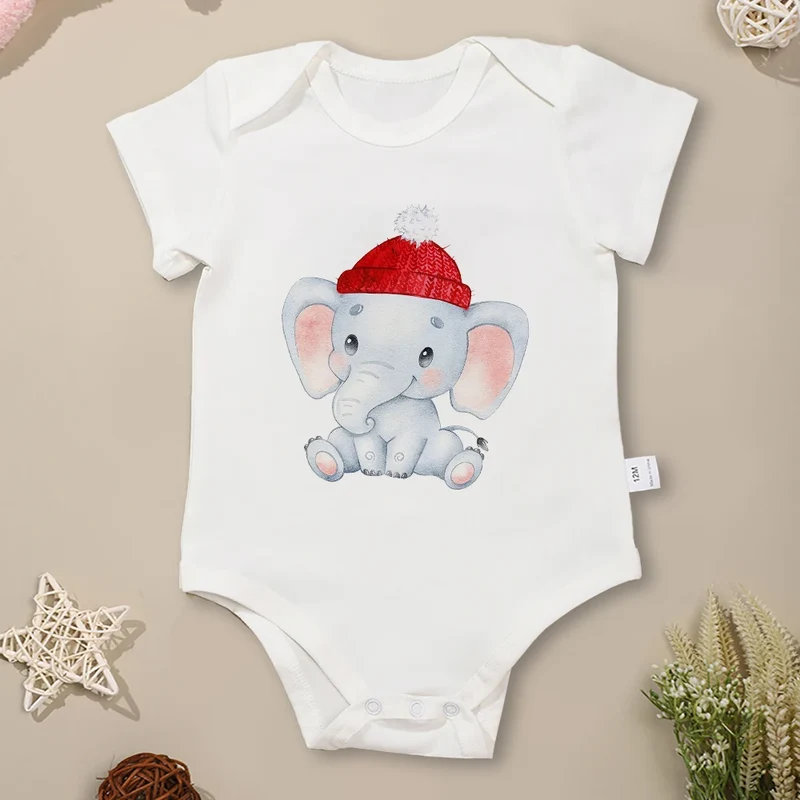 Kawaii Elefant Design Bodysuit - Nyfödd och Bebis