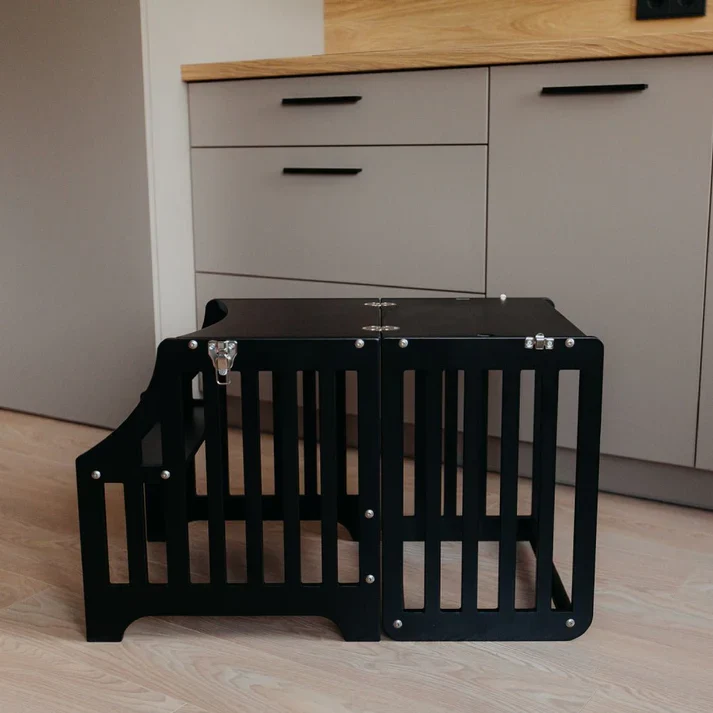Foldable kitchen tower | Black (Striped Collection)
