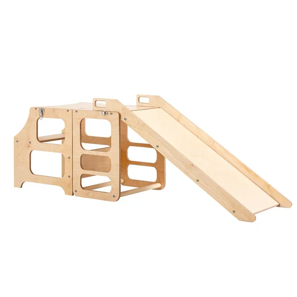 Foldable kitchen tower with slide | Natural