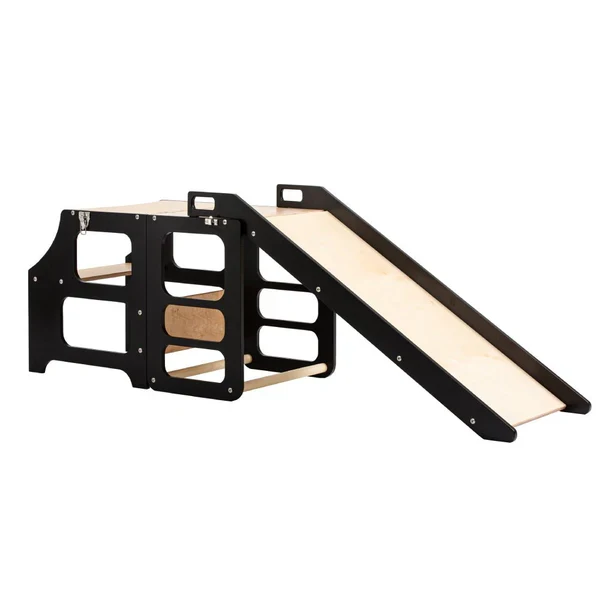 Foldable kitchen tower with slide | Black