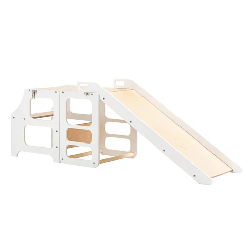 Foldable kitchen tower with slide | White