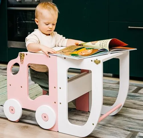 Hjälpa Till Pall Bil | White/Pink