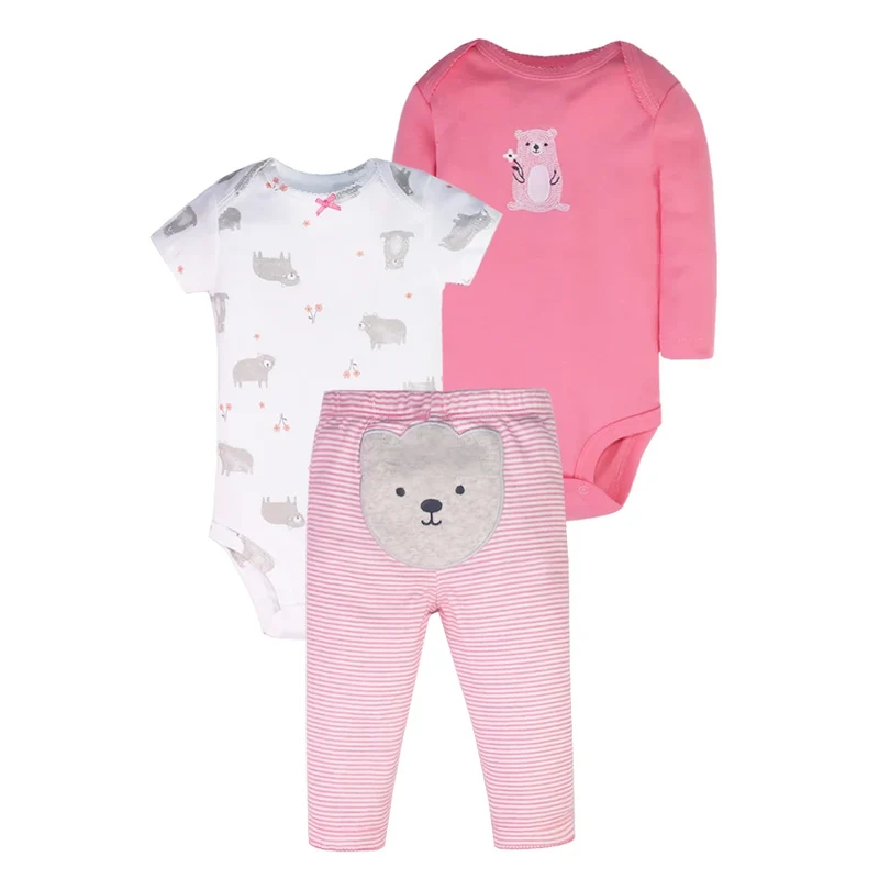 Rosa Björn Bodysuit och Byxor - 3 Delar
