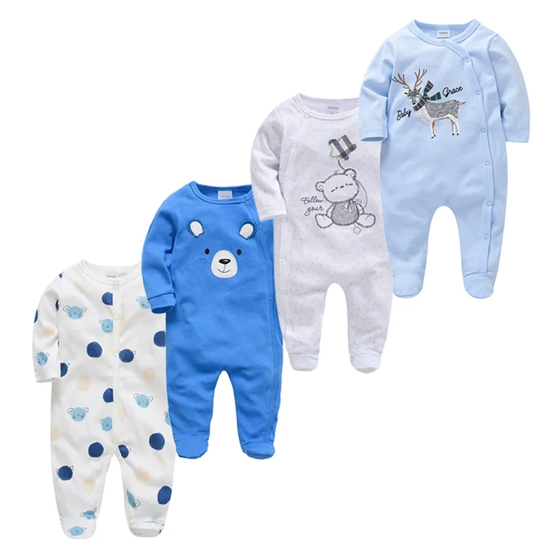 Blå Overall Set Bekväma Baby Rompers