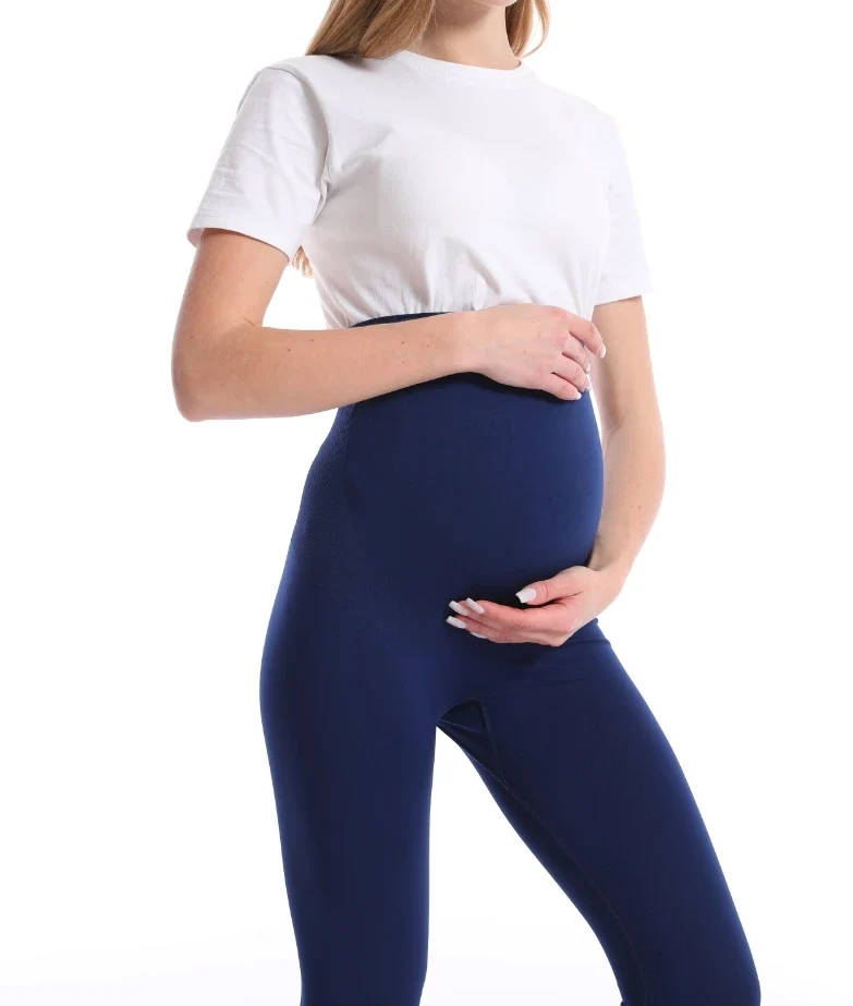 Höga gravidtights i blått - Tidlös elegans för gravida