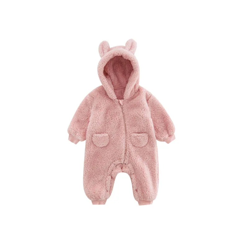Rosa Babyoverall Fleece med Huva och Öron