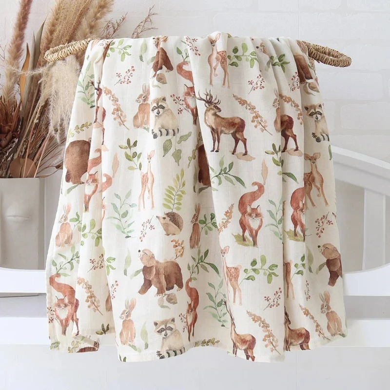 Muslin Baby Filt med Skogsdjur