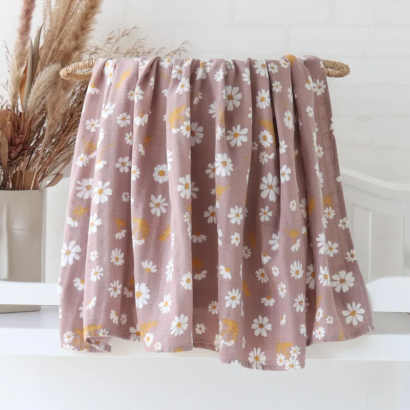 Muslin Baby Filt med Daisy Blomma