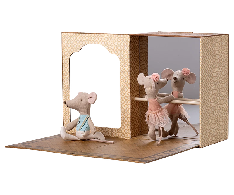 Ballet mice in dance studio, Little sister and brother
