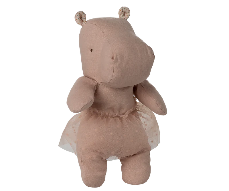 Safari friends, Hippo w. skirt, Small - Soft rose