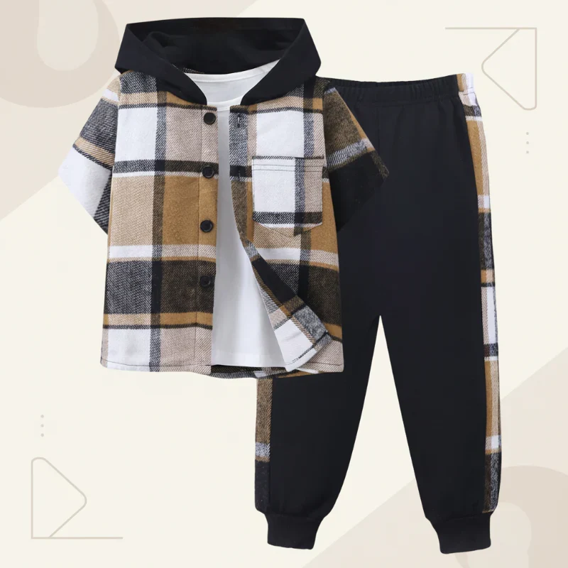 Boys Checkered Outfit – Trendigt och bekvämt – Rutigt klädset för barn