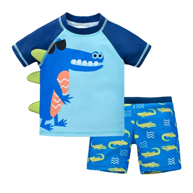 Barnbadkläder set med Blå Krokodil Design