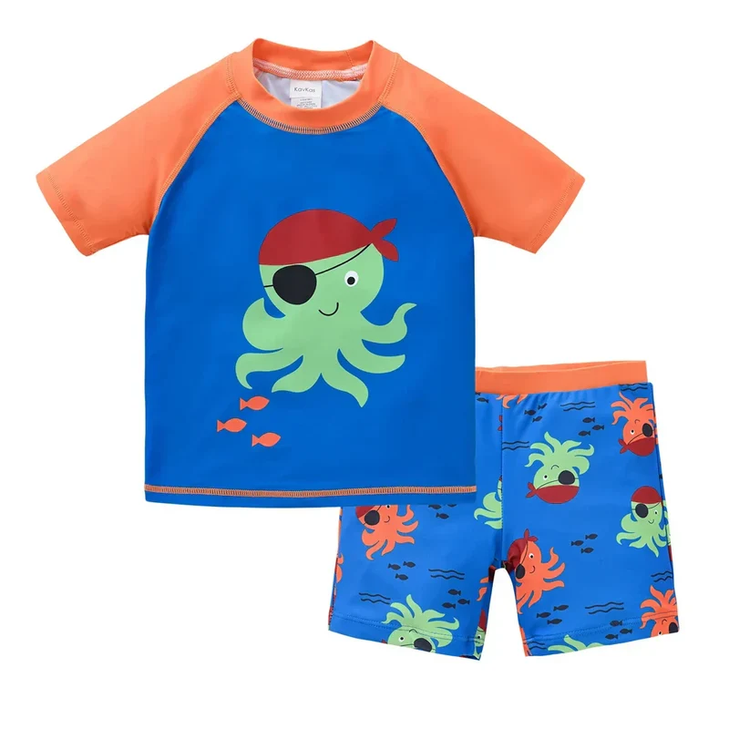 Barnbadkläder Shorts och T-shirt med Bläckfiskpirat - 2 set