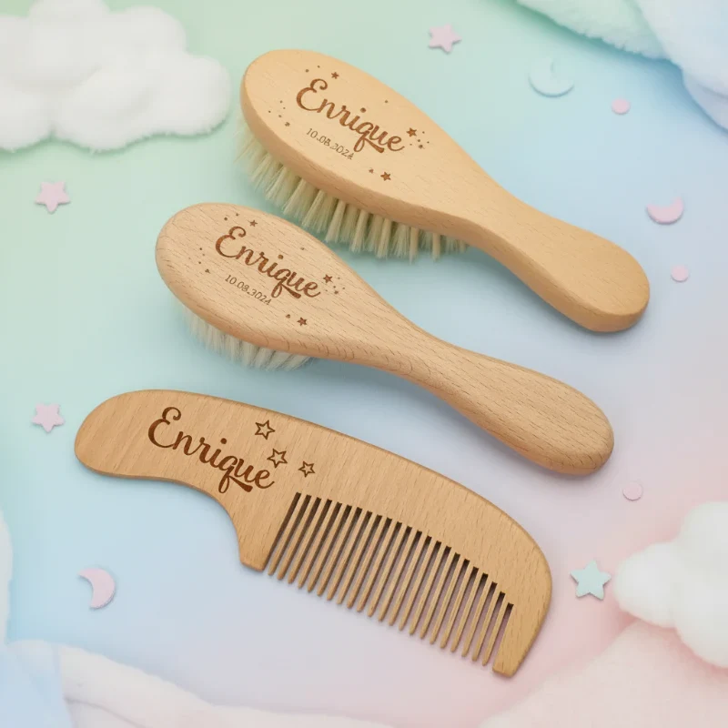 Personalized Hairbrush – Mjuk & unik – Personligt anpassat hårborstset för bebisar