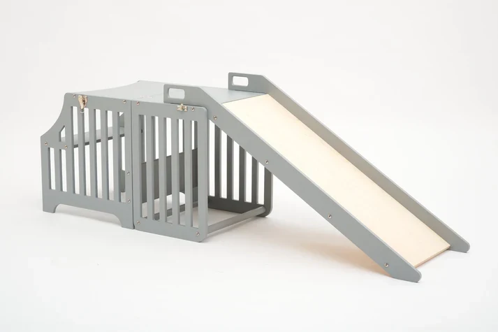 Foldable kitchen tower with slide |Grey (Striped Collection)