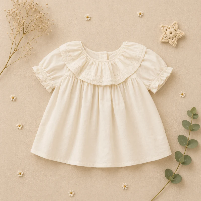 Ruffle Collar Top – Elegant och bekvämt – Top med dekorativ krage och puffärmar