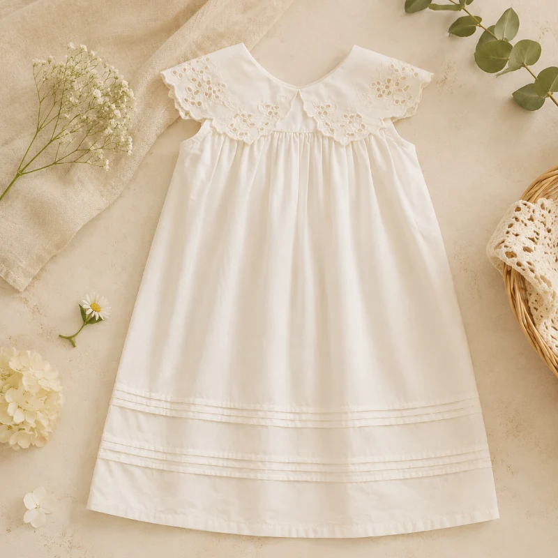 Sleeveless Dress – Elegant och bekväm – Klänning med spetskrage