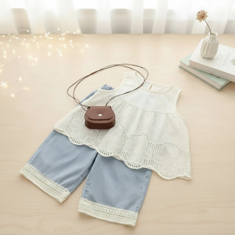 Sleeveless Tops & Pants – Mjuk & elegant – Sommarset för barn