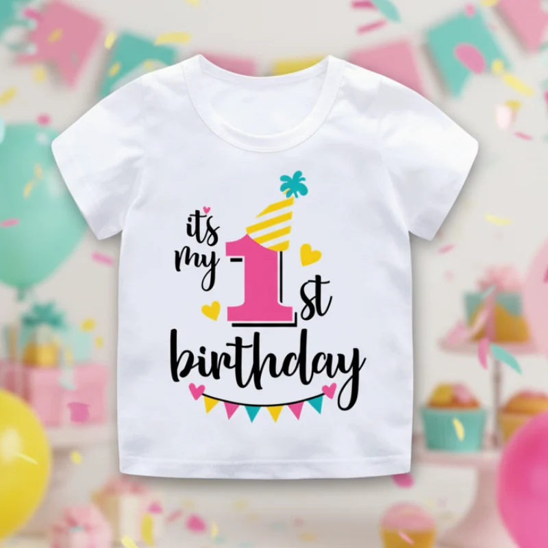 Birthday Graphic Tee – Söt & luftig – Födelsedags-T-shirt för barn