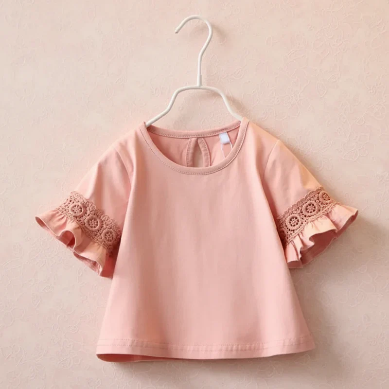 Girls Trumpet Sleeve Top – Elegans & komfort – Spetsärmar