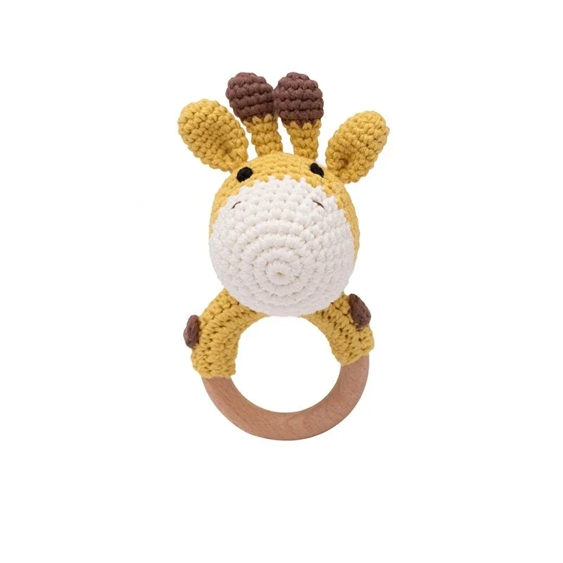 Virkad Giraff Baby Bitring med Skallra