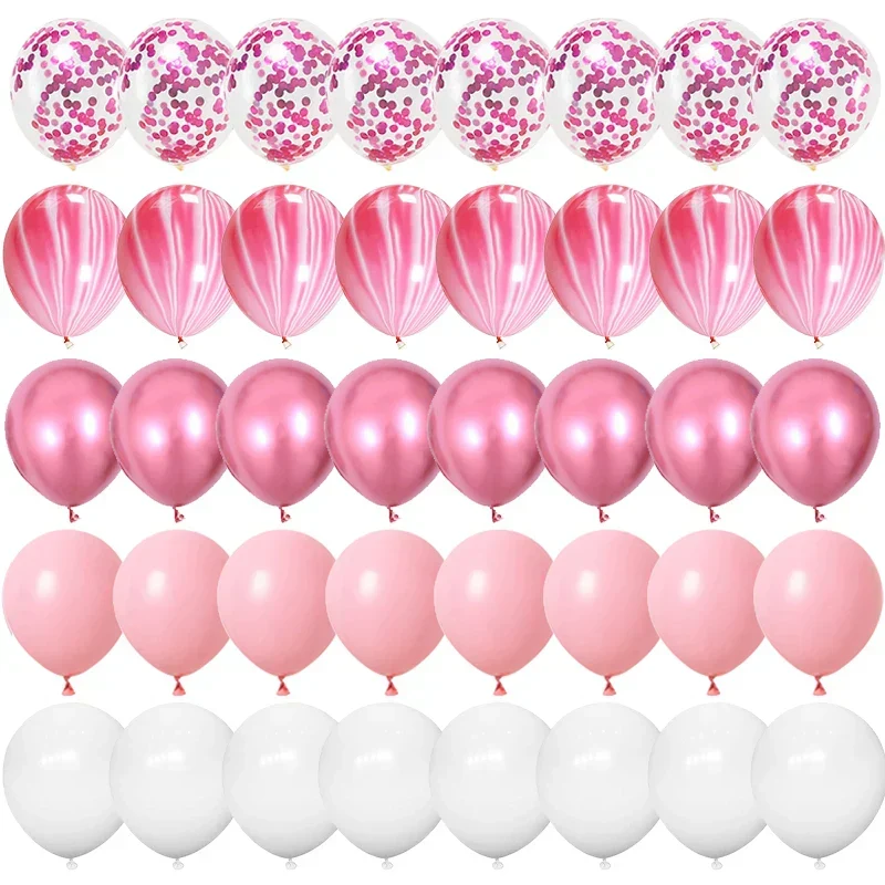 Rosa Konfetti Latex Ballonger för Söta Baby Showers