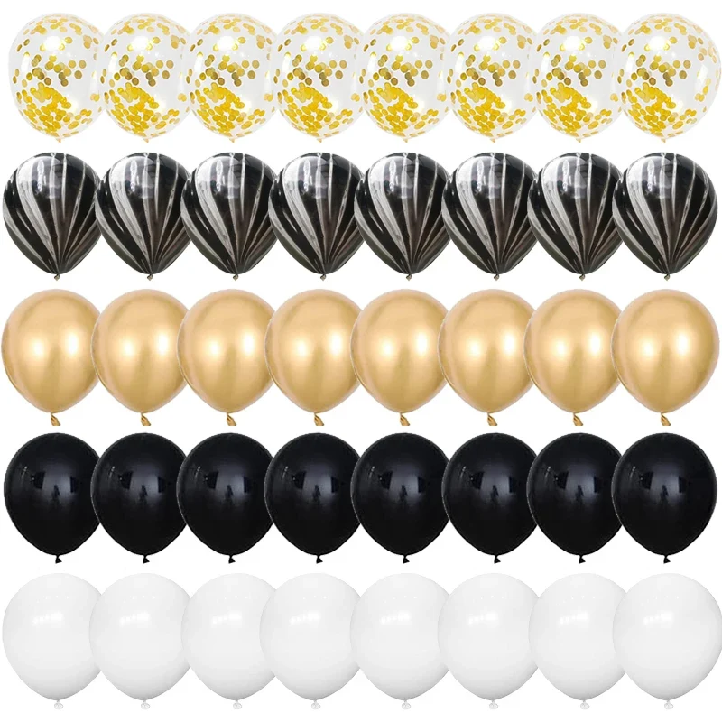 Guld och Svarta Festballonger för Glamorösa Firanden